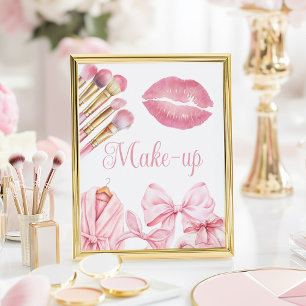 Spa Party Pink Birthday Make-up Sign