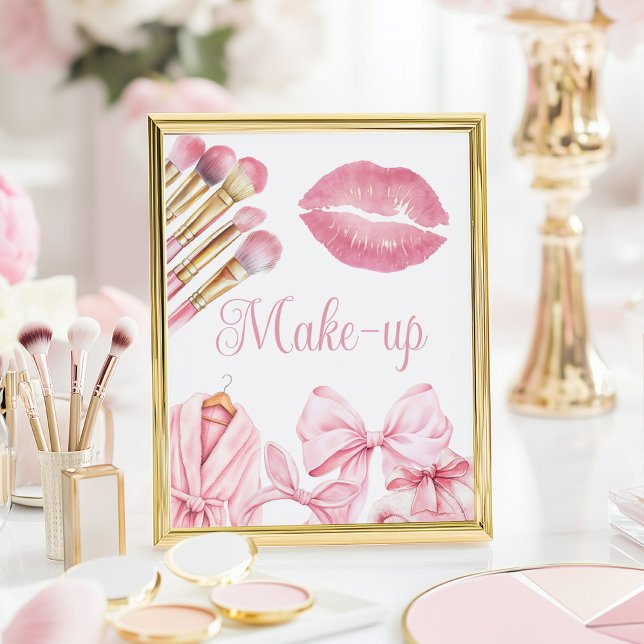 Spa Party Pink Birthday Make-up Sign (Creator Uploaded)