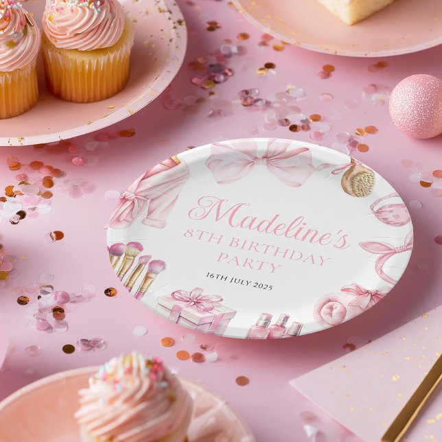 Spa Party Pink Birthday Party Paper Plates (Creator Uploaded)