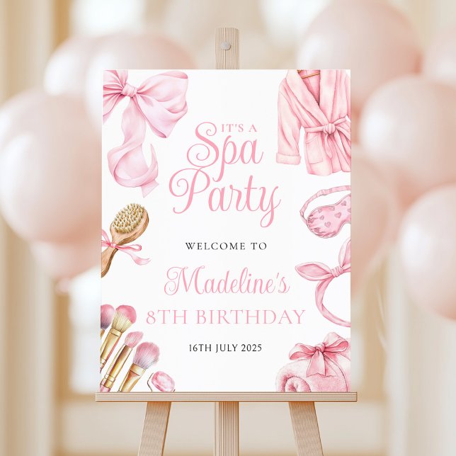 Spa Party Pink Birthday Welcome Sign (Creator Uploaded)