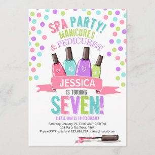 Spa Party Pink Purple birthday invitation