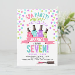 Spa Party Pink Purple birthday invitation | Zazzle