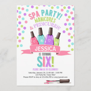Spa Party Pink Purple birthday invitation Six