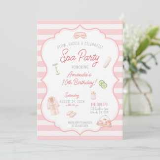 Spa Party Pink Spa tween girl Birthday Invitation