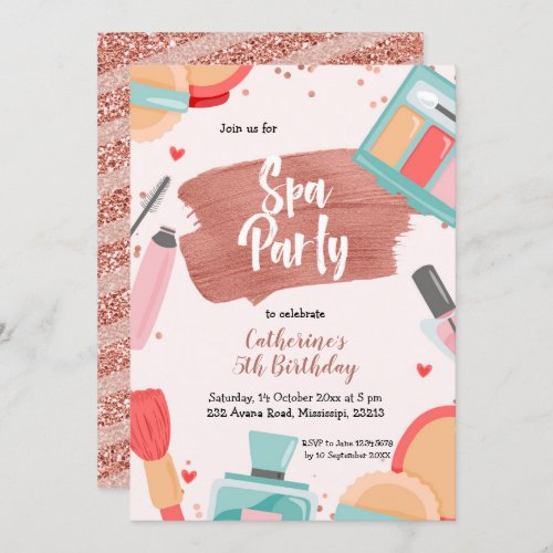 Spa Party Rose Gold Birthday Invitation
