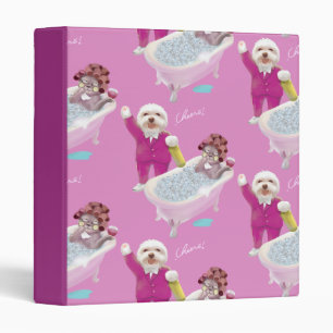 Spa Party: Smiling Bichon & Miss Meow Cheers 3 Ring Binder