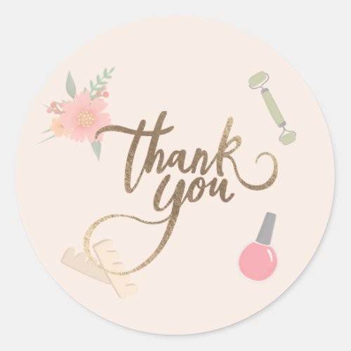 Spa Party Thank you design  Classic Round Sticker