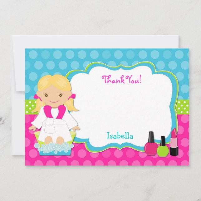 Spa Party Thank you note cards (Front)