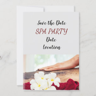 Spa party with hand massage with salt on back invitation