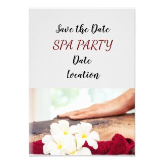 Spa party with hand massage with salt on back invitation