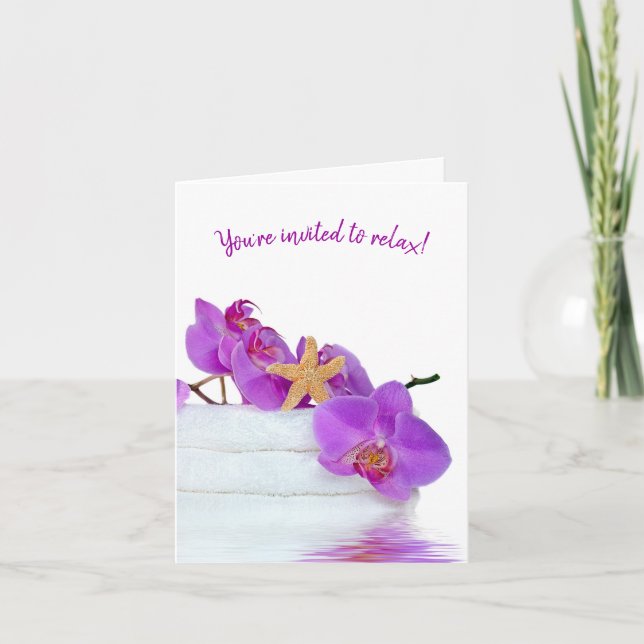 Spa Party with Orchids on Towels Invitation (Front)