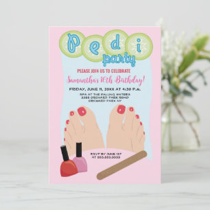 Spa Pedicure Birthday Party Invitation