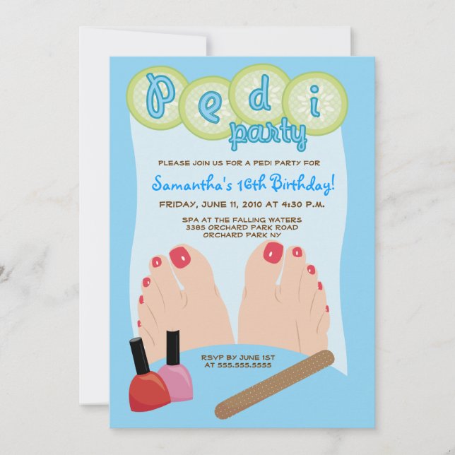 SPA PEDICURE Pedi Party Invitation 5x7 (Front)