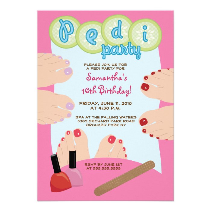 SPA PEDICURE Pedi Party Invitation 5x7