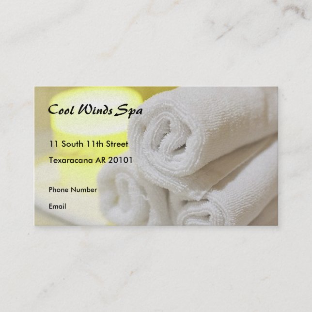 Spa Photo with towels and candle Appointment Card (Front)