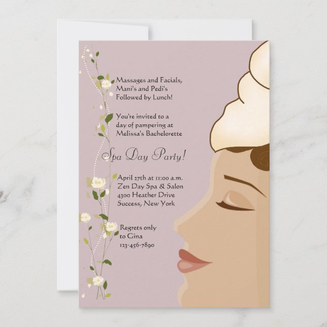 Spa Pleasure 2 Bachelorette Party Invitation (Front)