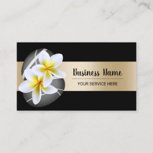Spa Plumeria Flowers Stones Gold Bar Beauty Salon Business Card