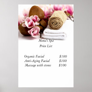 Spa price List Poster