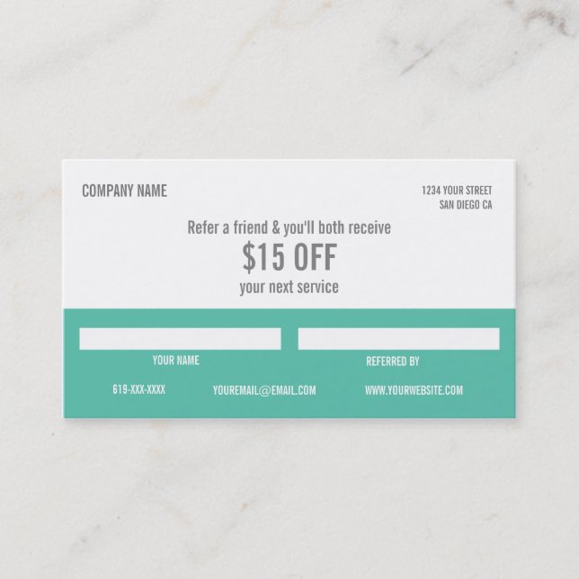 Spa Referral Business Card (Front)