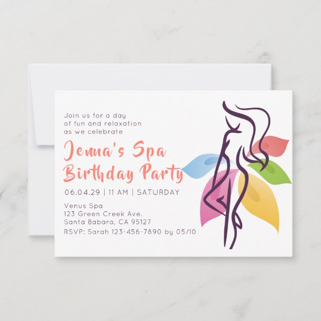 Spa Relaxation Birthday Party Invitation (Front)