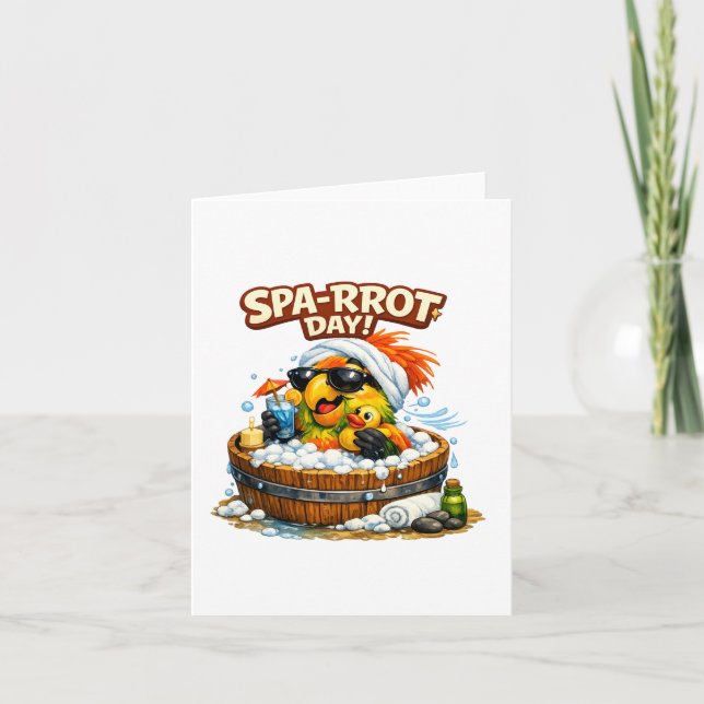 Spa-rrrot Day Funny Parrot Spa Relax Design Invitation (Front)