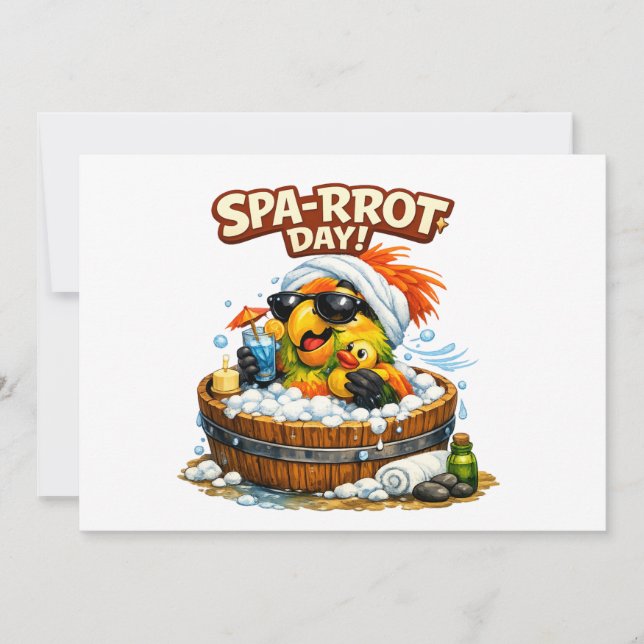 Spa-rrrot Day Funny Parrot Spa Relax Design Invitation (Front)