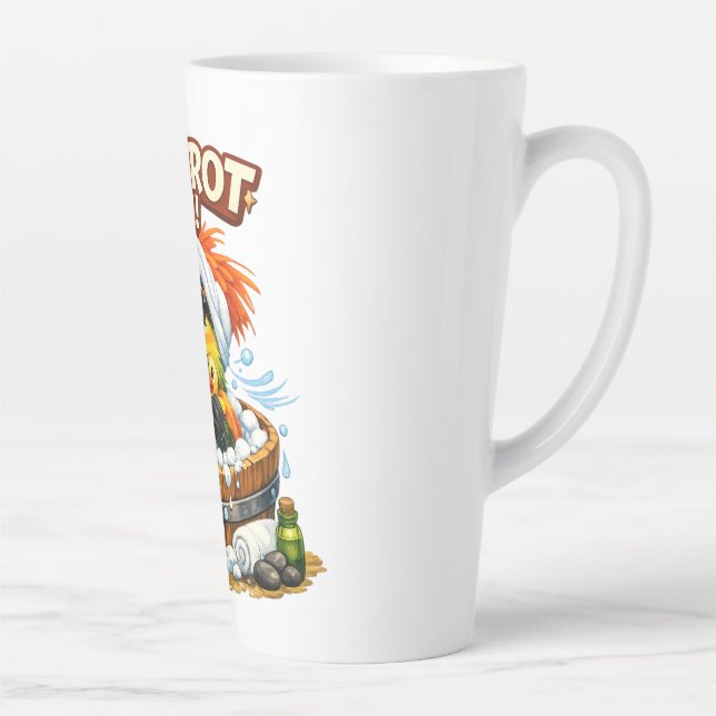 Spa-rrrot Day Funny Parrot Spa Relax Design Latte Mug (Right)
