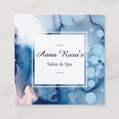 *~* Spa &amp; Salon Abstract Artistic Blue Chic Square Business Card