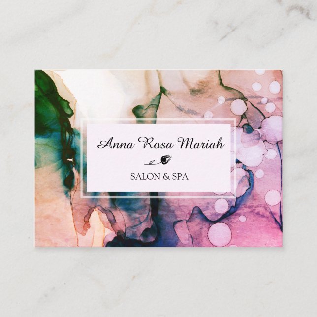 *~* Spa & Salon Abstract Watercolor Artistic Chic Business Card (Front)
