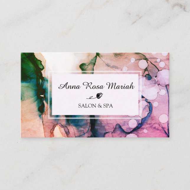 *~* Spa & Salon Abstract Watercolor Artsy Trendy Business Card (Front)