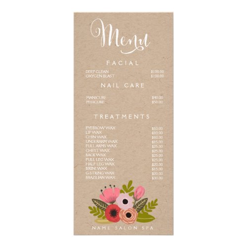 Spa Salon Beautician Menu Designer Price List