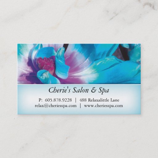 Customizable Spa - Salon Blue Flower 1 Business Card