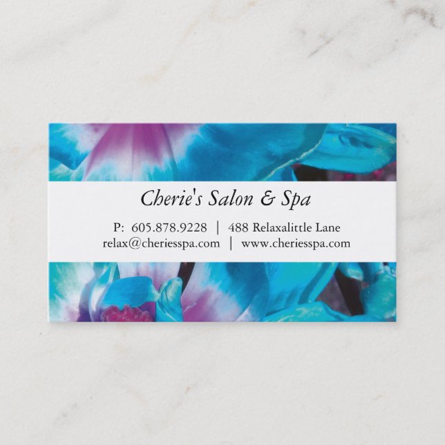 Spa - Salon Blue Flower Business Card (Front)