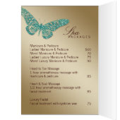 Spa Salon Brochure Card Butterfly Teal Gold (Inside (Left))