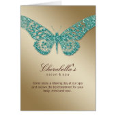 Spa Salon Brochure Card Butterfly Teal Gold (Front)