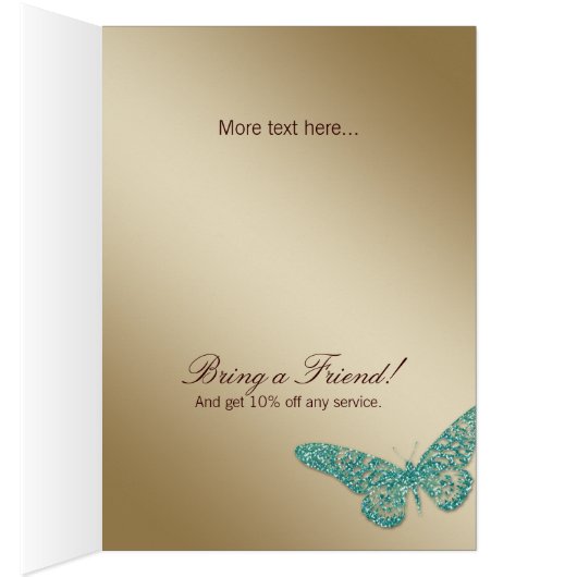 Spa Salon Brochure Card Butterfly Teal Gold (Inside (Right))