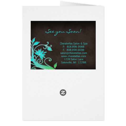 Spa Salon Brochure Greeting Card Floral BGB (Back)