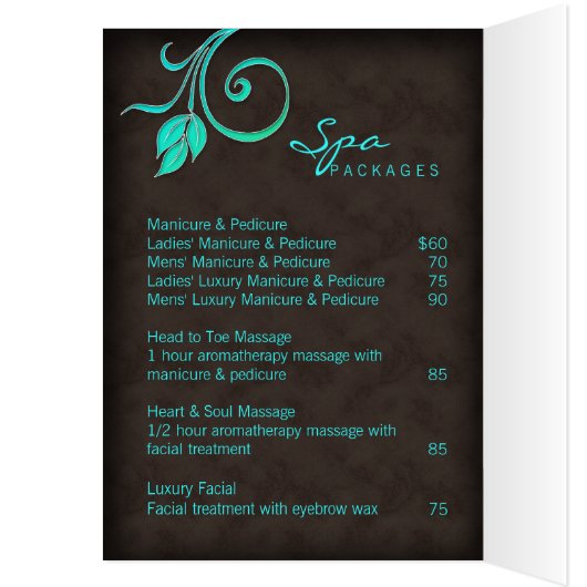 Spa Salon Brochure Greeting Card Floral BGB (Inside (Left))