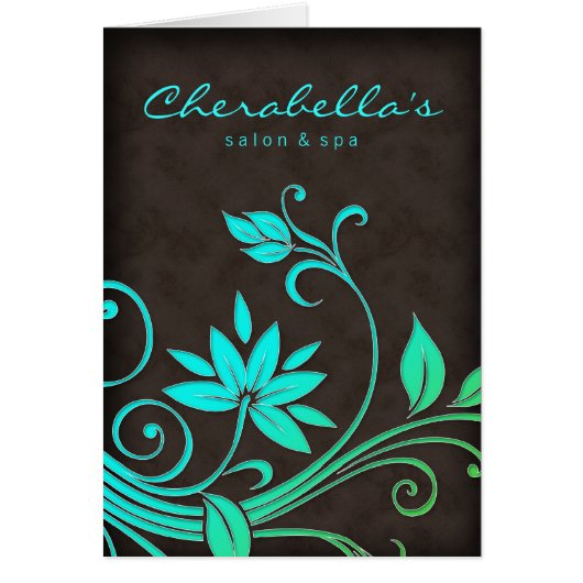 Spa Salon Brochure Greeting Card Floral BGB (Front)