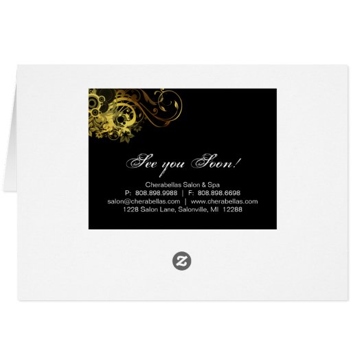 Spa Salon Brochure Greeting Card Gold Butterfly 2 (Back Horizontal)