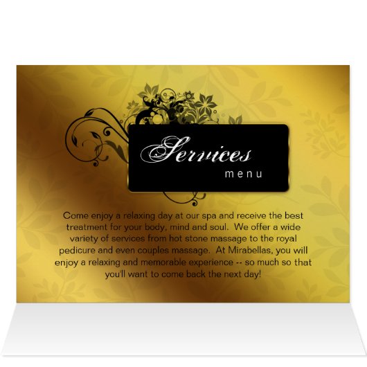 Spa Salon Brochure Greeting Card Gold Butterfly 2 (Inside Horizontal (Top))