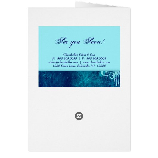 Spa Salon Brochure Greeting Card Grunge Blue Denim (Back)