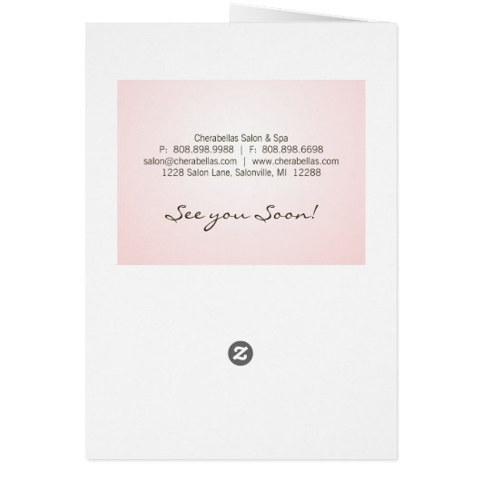 Spa Salon Brochure Greeting Card Pink Woman (Back)