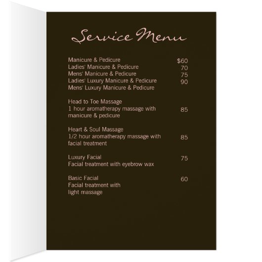 Spa Salon Brochure Greeting Card Pink Woman (Inside (Right))