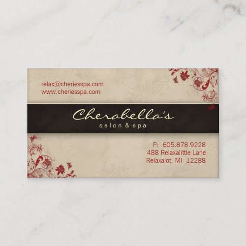 Spa Salon Business Card Floral Butterflies Cream R