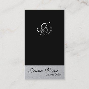 Spa & Salon Business Card Monogram Black & Silver by OLPamPam at Zazzle