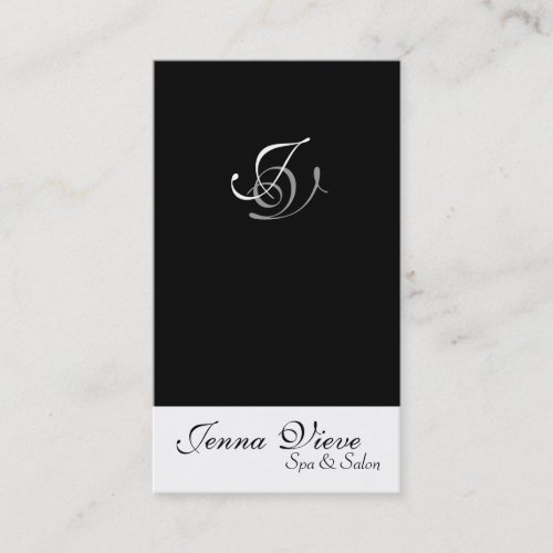 Spa &amp; Salon Business Card Monogram Black &amp; White