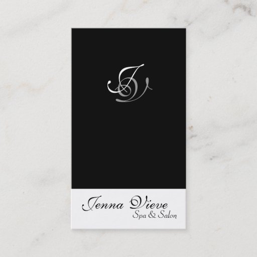 Customizable Spa &amp; Salon Business Card Monogram Black &amp; White