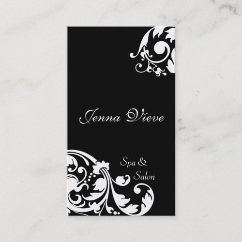 Spa &amp; Salon Business Card Monogram Black &amp; White