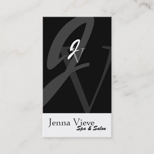 Spa &amp; Salon Business Card Monogram Black &amp; White